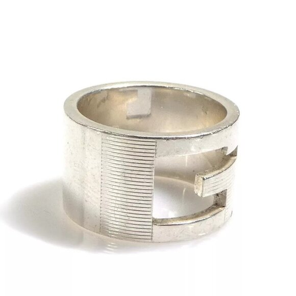 Auth GUCCI G Logo Ring Silver 925 authentic - Picture 1 of 15